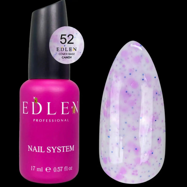 Couche de base Edlen Cover Сandy n°52 Lait avec paillettes bleues et violettes 17 ml