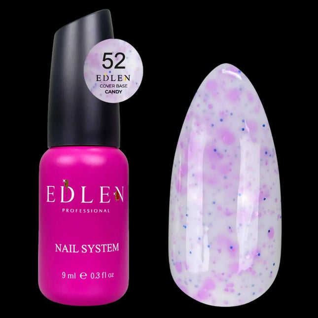 Edlen Couche de base Сandy n°52 Lait avec paillettes bleues et violettes 9ml