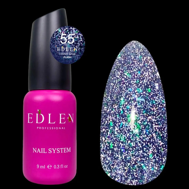 Edlen Camada base Flash nº 55 Mirtilo com folha holográfica 9ml