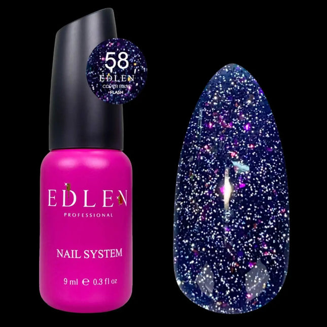 Edlen Camada base Flash nº 58 Amora com folha holográfica 9ml