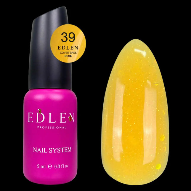 Couche de base Edlen Cover Pixie n°39 Jaune chaud avec paillettes 9ml