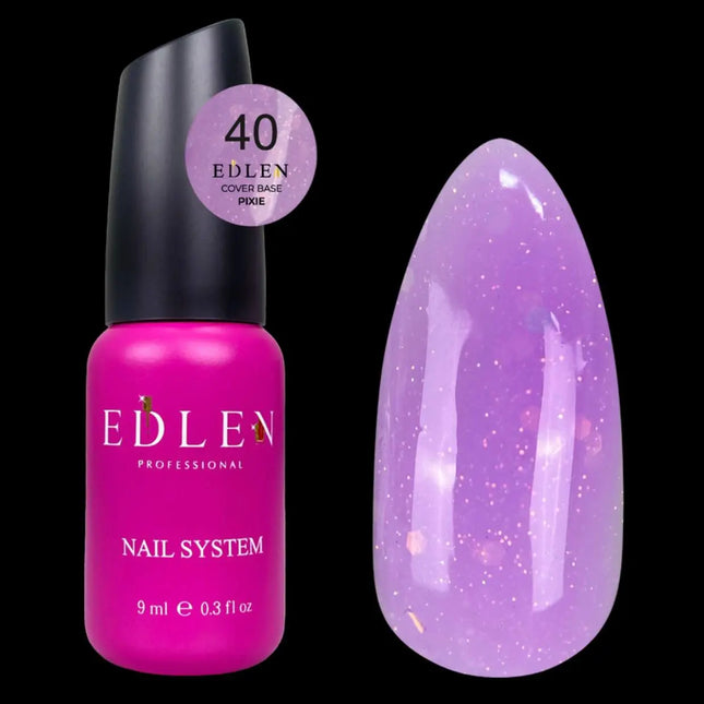 Couche de base Edlen Cover Pixie n°40 Orchidée avec paillettes 9ml