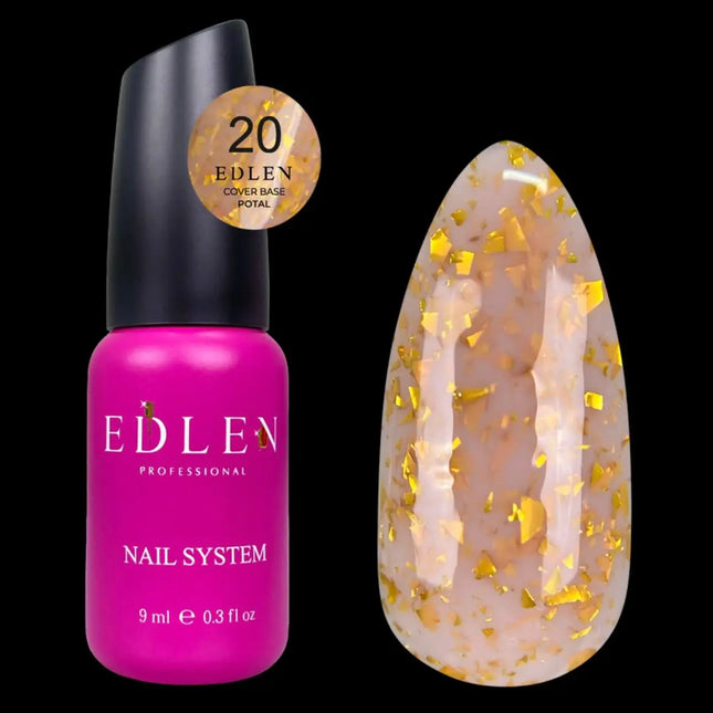 Edlen Cover Base Potal №20 Marron Lait avec feuille d'or 9ml