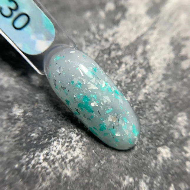 Edlen Cover Base Potal №30 Lait avec feuille argent aqua 9ml