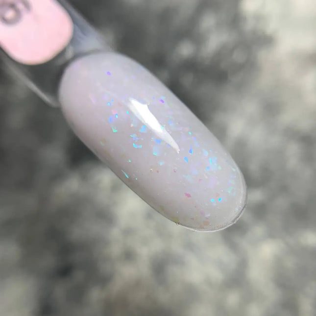 Edlen Camada base Shimmer nº 66 Milky Pink com folha azul púrpura 9ml