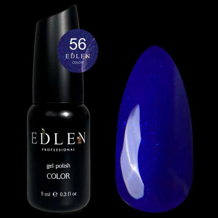 Vernis semi-permanent Edlen couleur n°56 bleu foncé pailleté 9ml