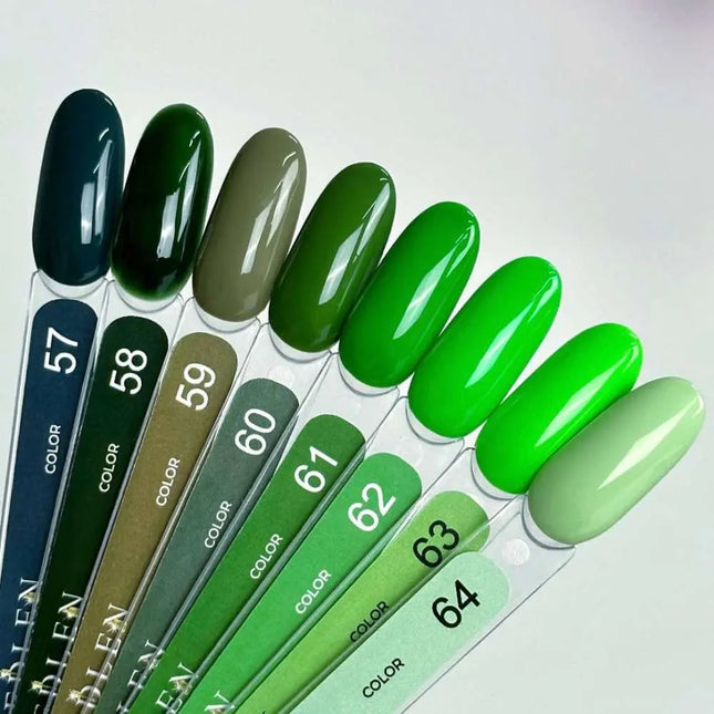 Esmalte semipermanente en gel Edlen, color n.º 57 Verde viridiano, 9ml