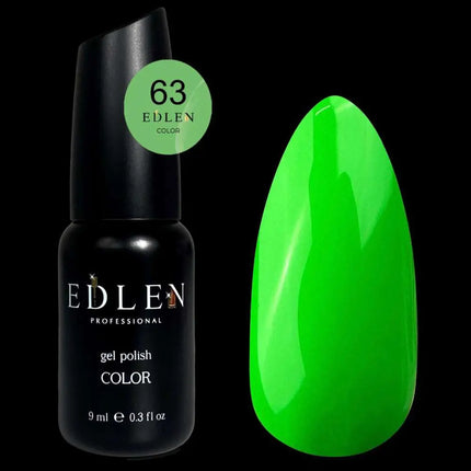 Gélový lak Edlen, farba č. 63 neónovo zelená, 9 ml