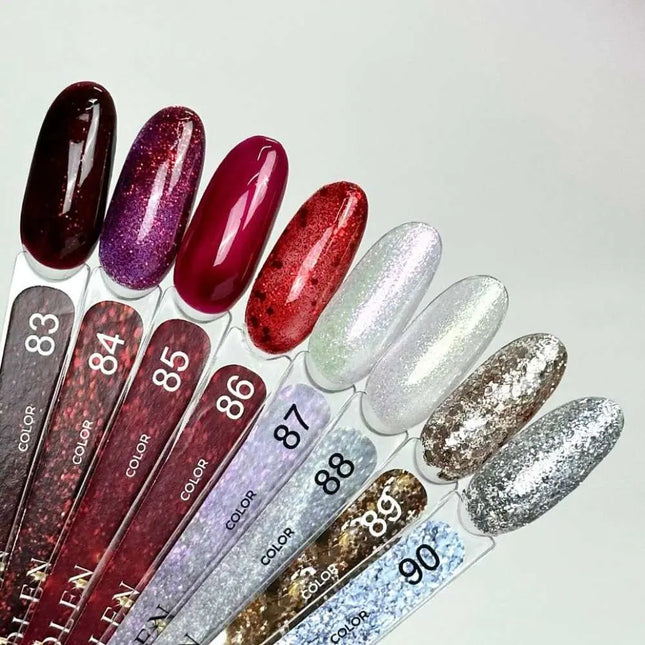 Esmalte semipermanente en gel Edlen, color n.º 83 rojo intenso con Shimmer, 9ml