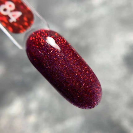 Smalto semipermanente Edlen, colore n. 84 Borgogna con glitter rossi, 9ml