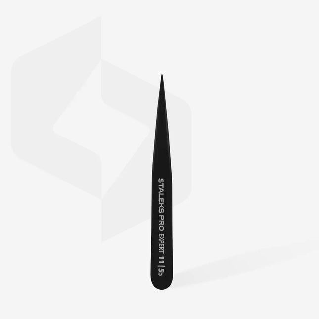 Eyebrow tweezers Staleks Pro Expert 11 Type 5b (point) black TE-11/5b - Eyebrow tweezers