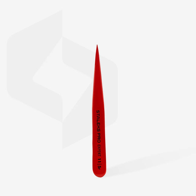 Eyebrow tweezers Staleks Pro Expert 11 Type 5r (point) red TE-11/5r - Eyebrow tweezers