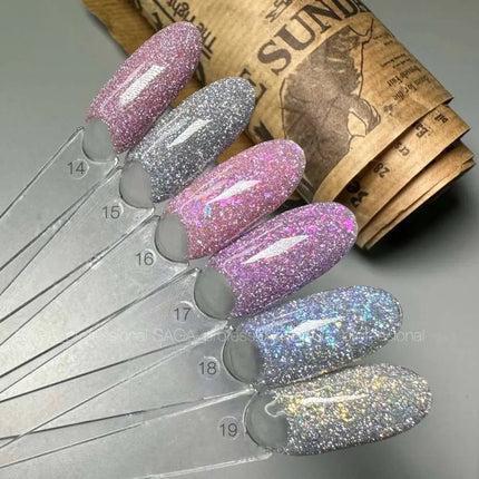 Saga Fiery Gel-Nagellack Nr. 18 Silber mit blauer Folie 10ml