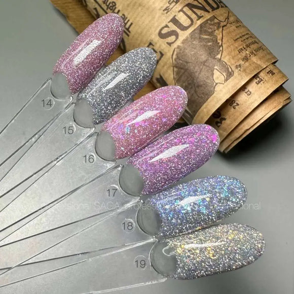 Saga Fiery Gel Polish №18 Silver with Blue foil 10ml