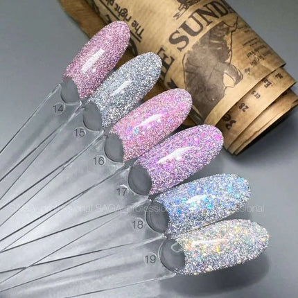 Saga Fiery Gel-Nagellack Nr. 18 Silber mit blauer Folie 10ml