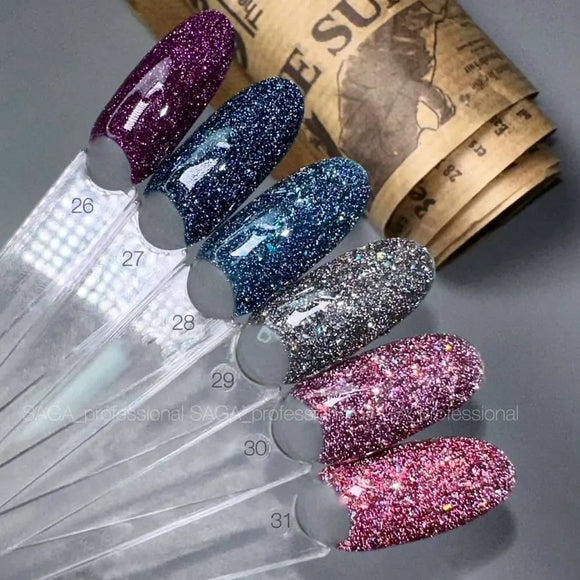 Saga Fiery Gel Polish №29 Dark Gray with foil 9ml