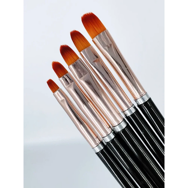 Gel Brush Oval Black (Set 5pcs) - Nail Art Brushes