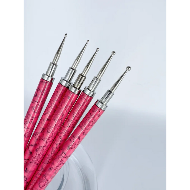 Gel Brush Pink with dots Set 5psc - Nail Art Brushes