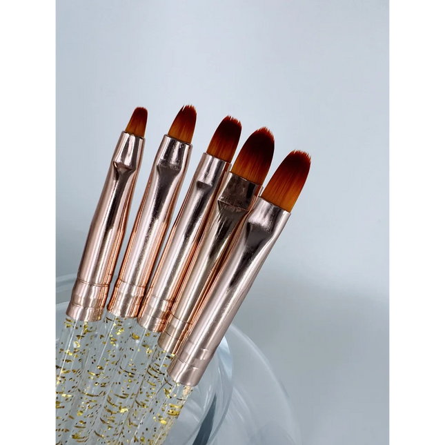 Gel Brush Sparkle Gold Set 5psc - Nail Art Brushes