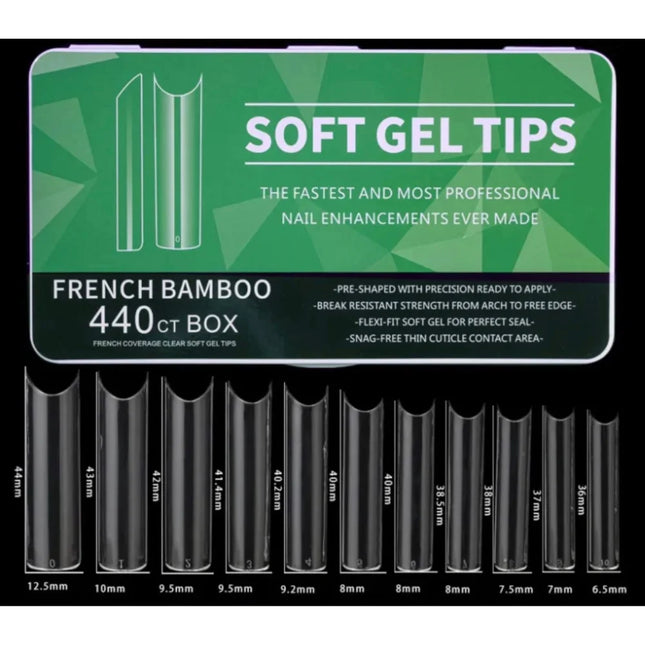 Gel Tips Half cover French bamboo 440 pcs - Nail tips