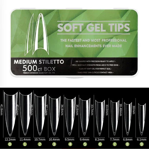 Gel tips Medium Half cover Stiletto 500pcs - Nail tips