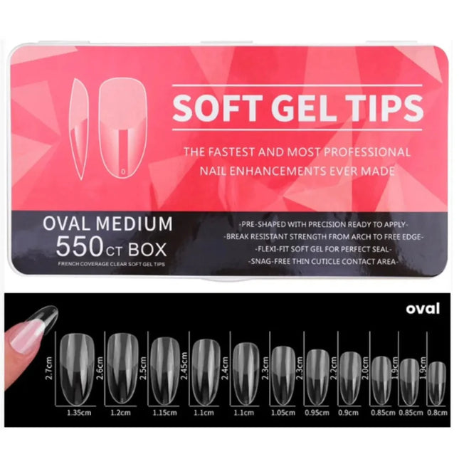 Gel Tips Medium Oval 550 pcs - Nail tips