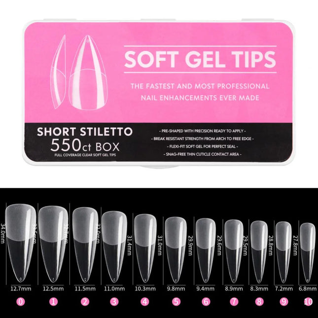 Gel tips Short Stiletto 550 pcs - Nail tips
