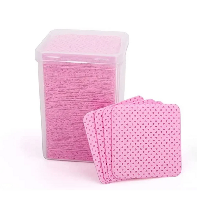 Lint Free Nail Wipes in plastic box (200pcs) - Pink - Disposable tissue