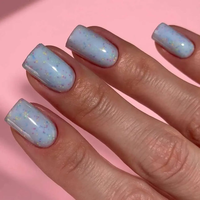 Luna Tutti Frutti Basislaag №18 Lichtblauw met meerkleurige vlokken 13ml