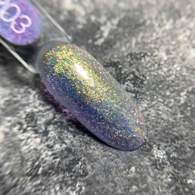 Luna Gel Polish №203 Kleur Blauw Violet met fijne holografische folie 13ml