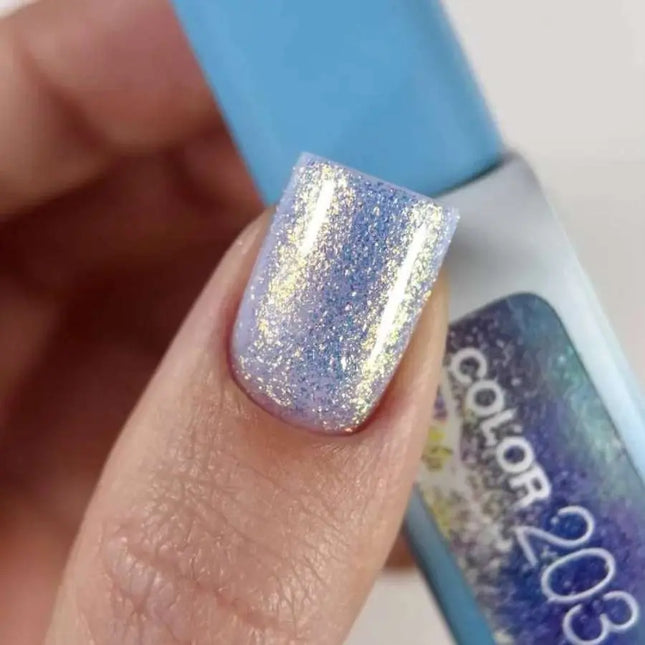 Luna Gel Polish №203 Kleur Blauw Violet met fijne holografische folie 13ml