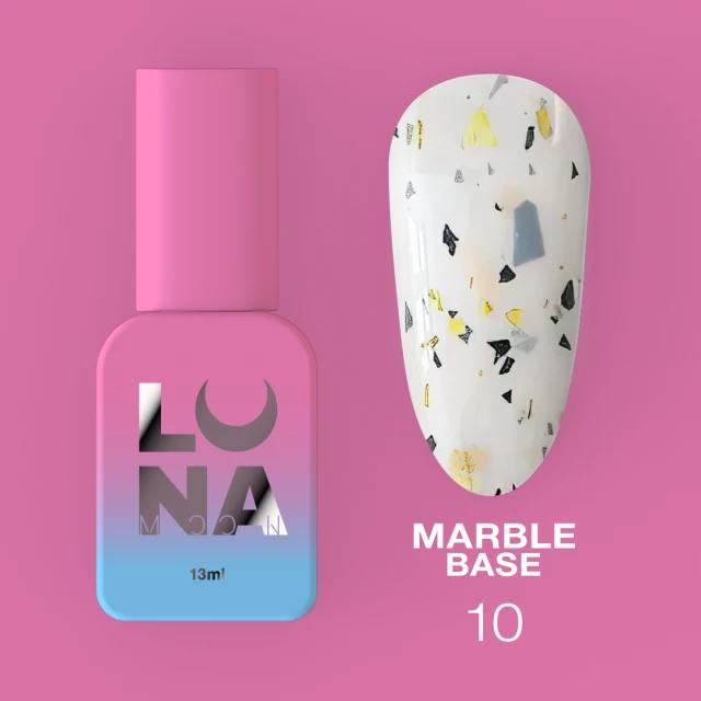 Luna Marble Basislaag №10 Melk met goud- en zwarte folie 13ml
