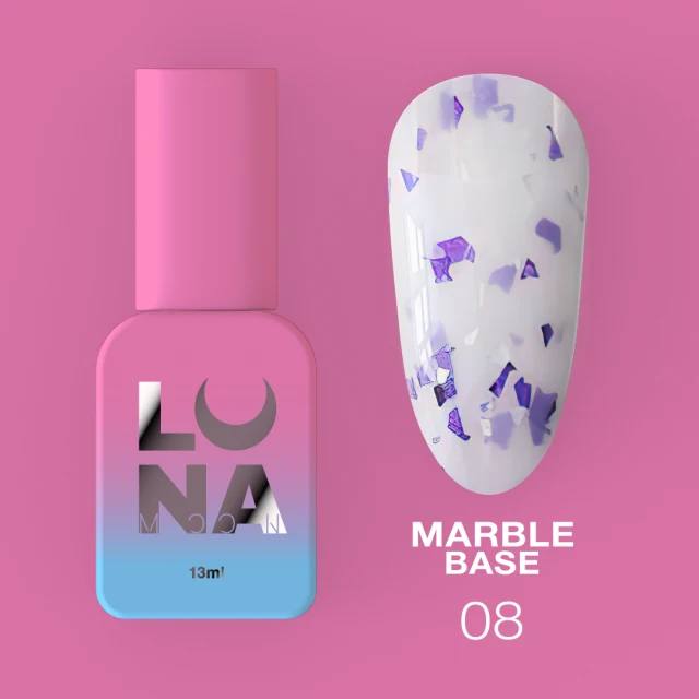 Luna Marble Basislaag №08 Melk met witte en paarse folie 13ml