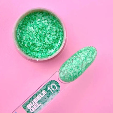 Luna Bubble Gel št. 10 zelena z belim bleščicami 5 ml