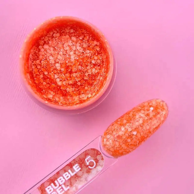 Gel Luna Bubble №05 portocaliu cu sclipici alb 5ml