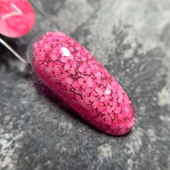 Luna Bubble Gel №07 deep pink with white glitter 5ml