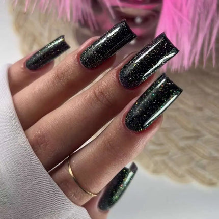 Smalto Gel Luna №213 Reflection Black con scintillii multicolore 8ml