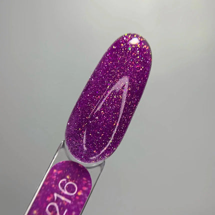 Luna Gel Polish №216 Reflection Purple with multicolor sparkles 8ml