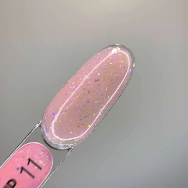 Gel diamant Luna №11 Rose corail avec feuille holographique 15 ml