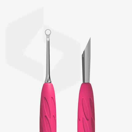 Manicure pusher with silicone handle “Gummy” Staleks Pro UNIQ 11 TYPE 2 (slanted pusher + ring) - Pusher