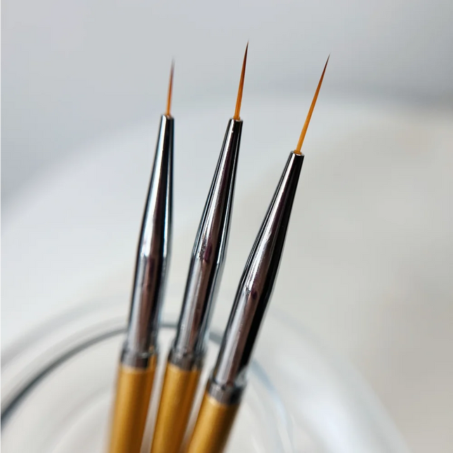 Nail Liner Brush Gold Set 3pcs - Nail Art Brushes