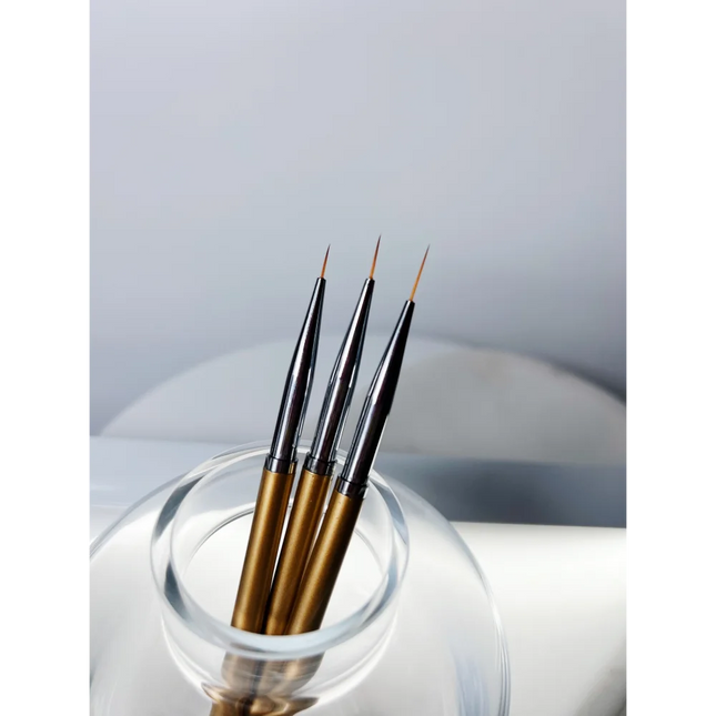 Nail Liner Brush Gold Set 3pcs - Nail Art Brushes