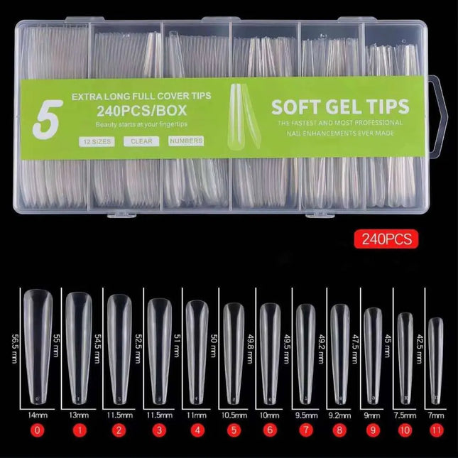 Gel Nail Tips Ballerina Exta Long 240 pcs