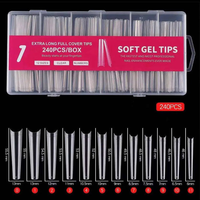 Gel Nail Tips Half Coffin Exta Long 240 pcs