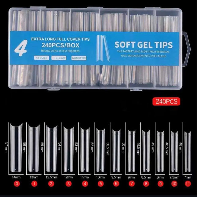 Gel Nail Tips Half Square Exta Long 240 pcs