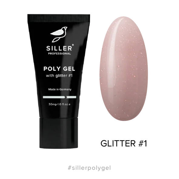 Poly Gel with GLITTER Modeling polygel with glitter №1 30 ml Siller - Polygel