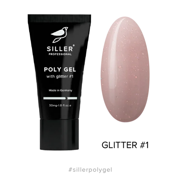 Poly Gel with GLITTER Modeling polygel with glitter №1 30 ml Siller - Polygel