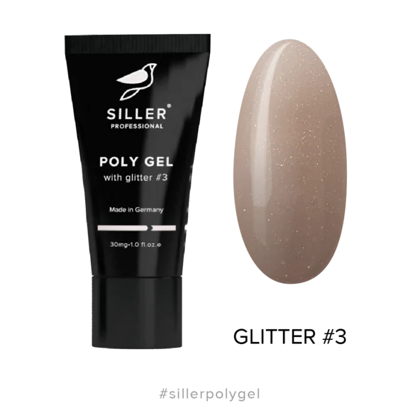 Poly Gel with GLITTER Modeling polygel with glitter №3 30 ml Siller - Polygel