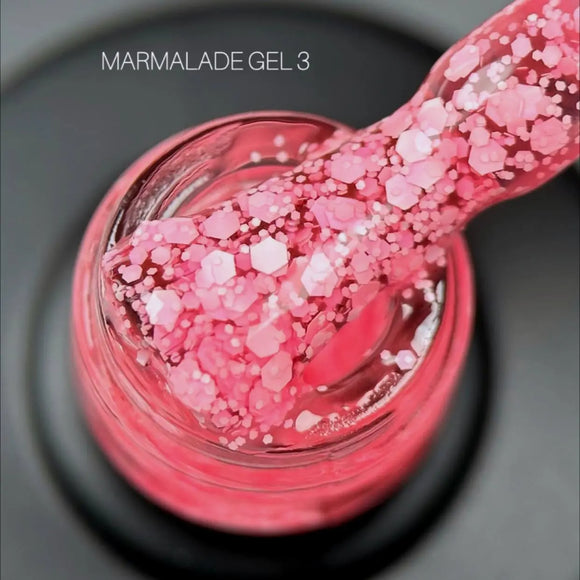 Saga Marmalade gel polish №03 pink with flakes 9ml