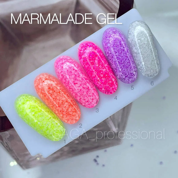 Гель-лак Saga Marmalade №06 прозрачный с белыми хлопьями 9ml